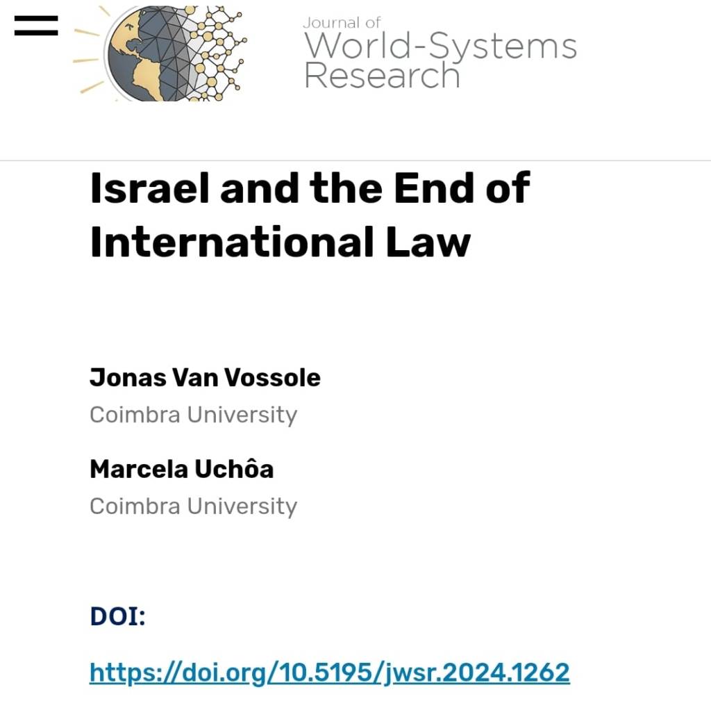 [Journal of World System Research] Israel and the End of International&nbsp;Law