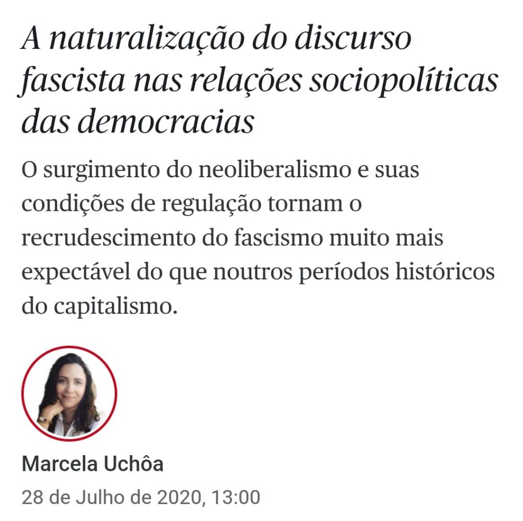 [Público] A naturalização do discurso fascista nas relações sociopolíticas das&nbsp;democracias