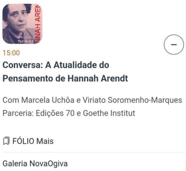[Evento] FOLIO: Arendt nos desafios&nbsp;presentes